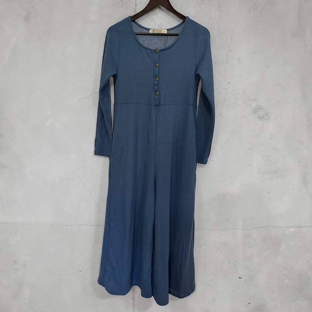 Three Bird Nest Dusty Blue Scoop-Neck Midi Jumpsuit